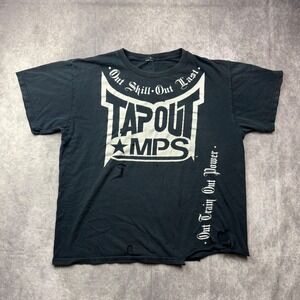 Tapout MPS T-Shirt Mens Large Black Distressed MMA Graphic Tee Short Sleeve